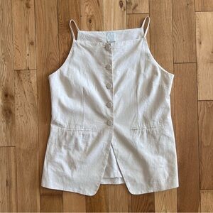 Joie Womens Linen Vest Tank Button Front Ivory Cream Size Medium